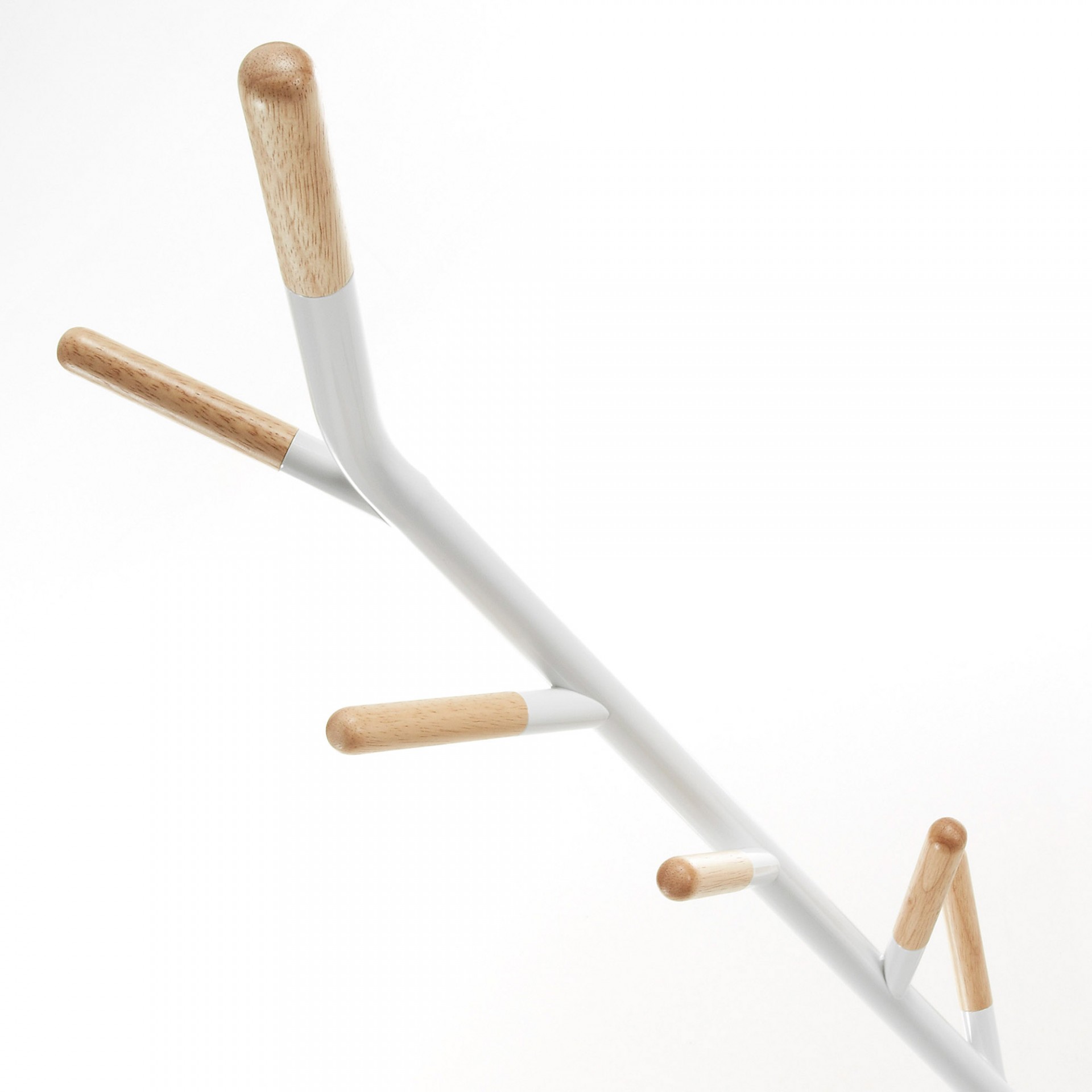 Cabide de pé Nero, metal/madeira, 175cm Cabide de parede branco com ganchos em madeira clara em forma de galho