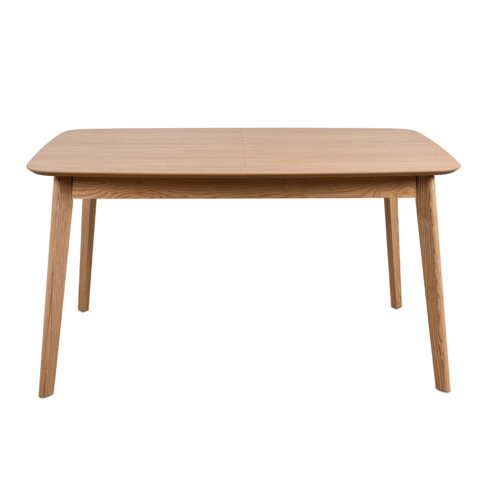 Mesa extensível em carvalho Kenna 140-180 x 90 cm Mesa de madeira clara com tampo retangular e cantos arredondados