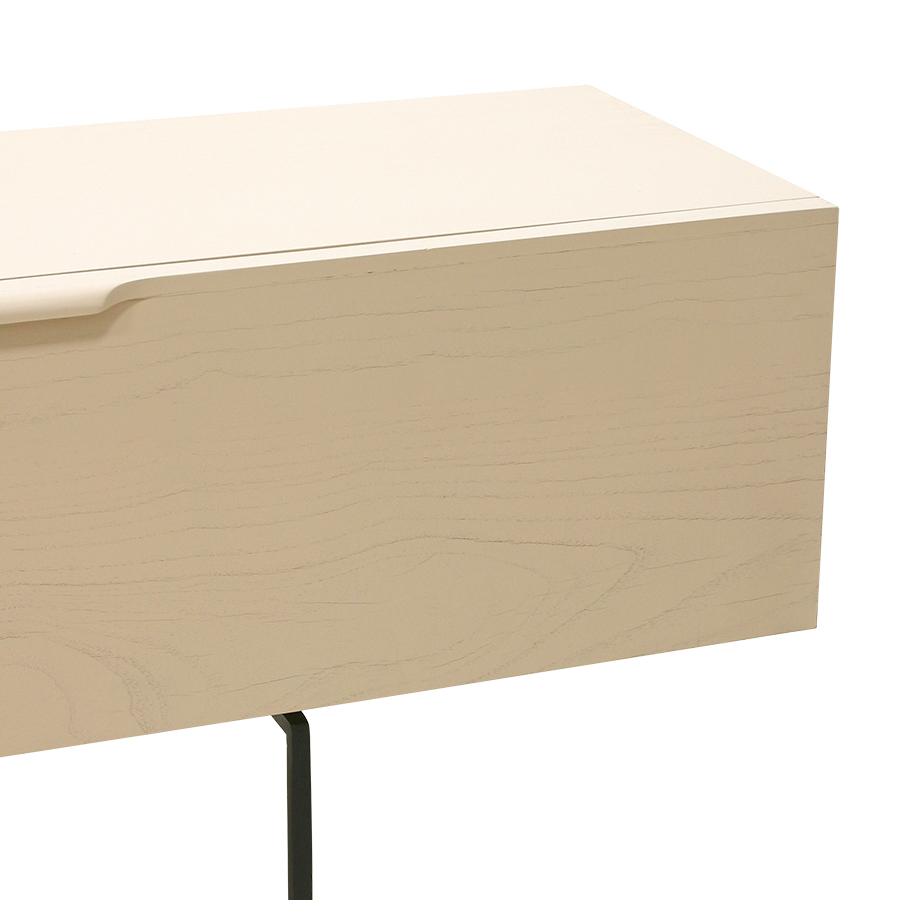 Móvel TV Wood Grain, madeira sungkai, bege, 250x36 Mesa de apoio em madeira clara com pernas metálicas pretas