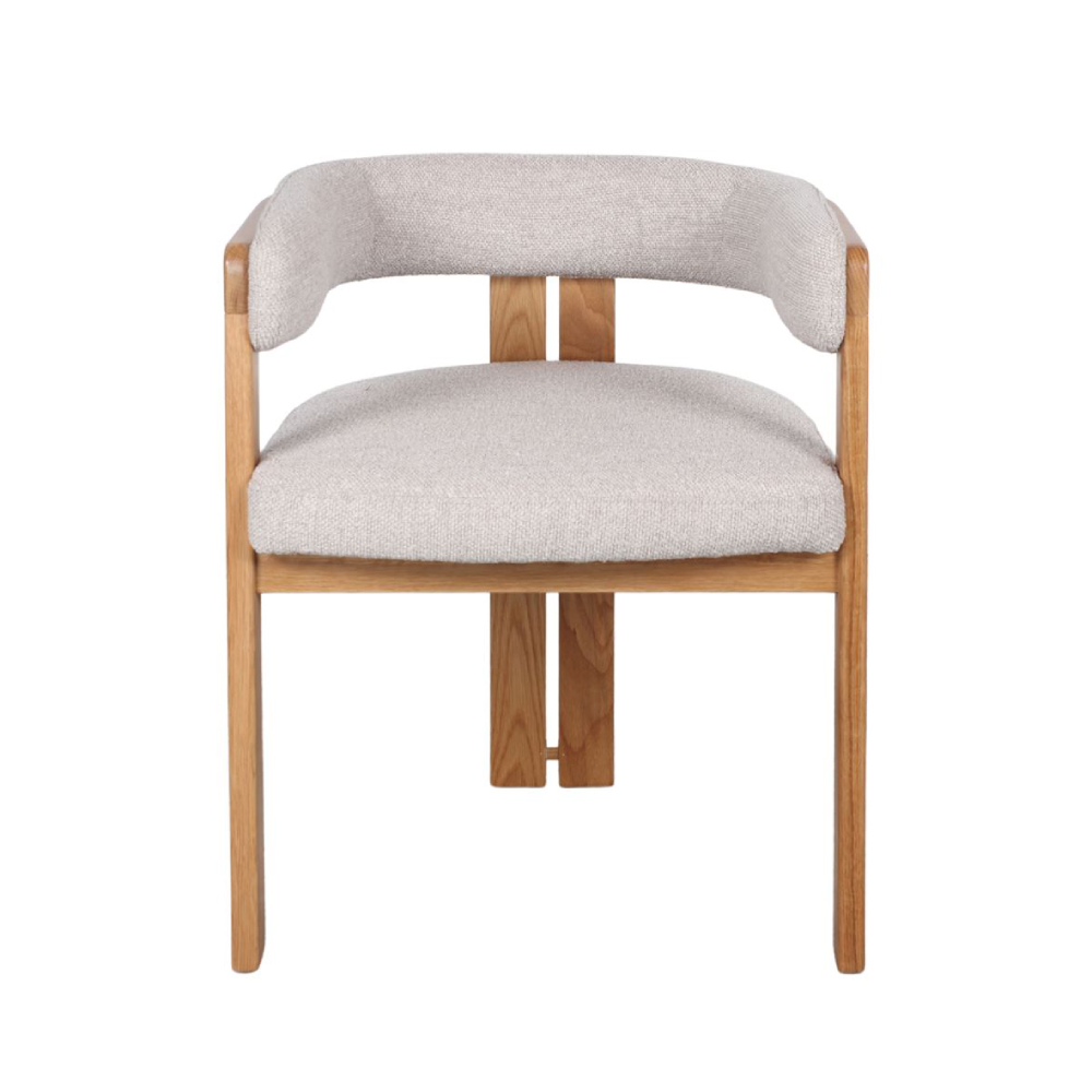 Cadeira com braços carvalho estofada bege Batista cadeira em madeira clara e tecido cinzento claro