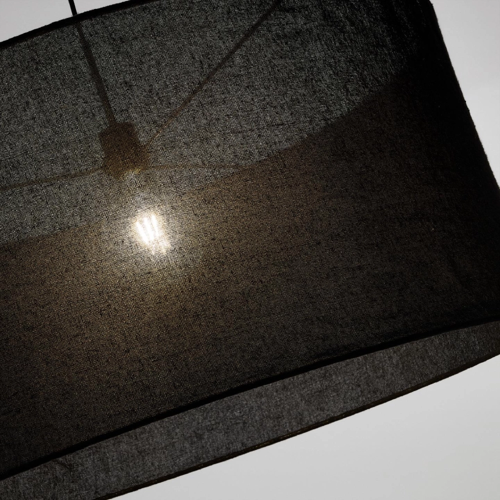 Candeeiro de Teto em Linho Marila Ø80x40 Luminária de teto com cúpula preta de tecido translúcido e lâmpada incandescente
