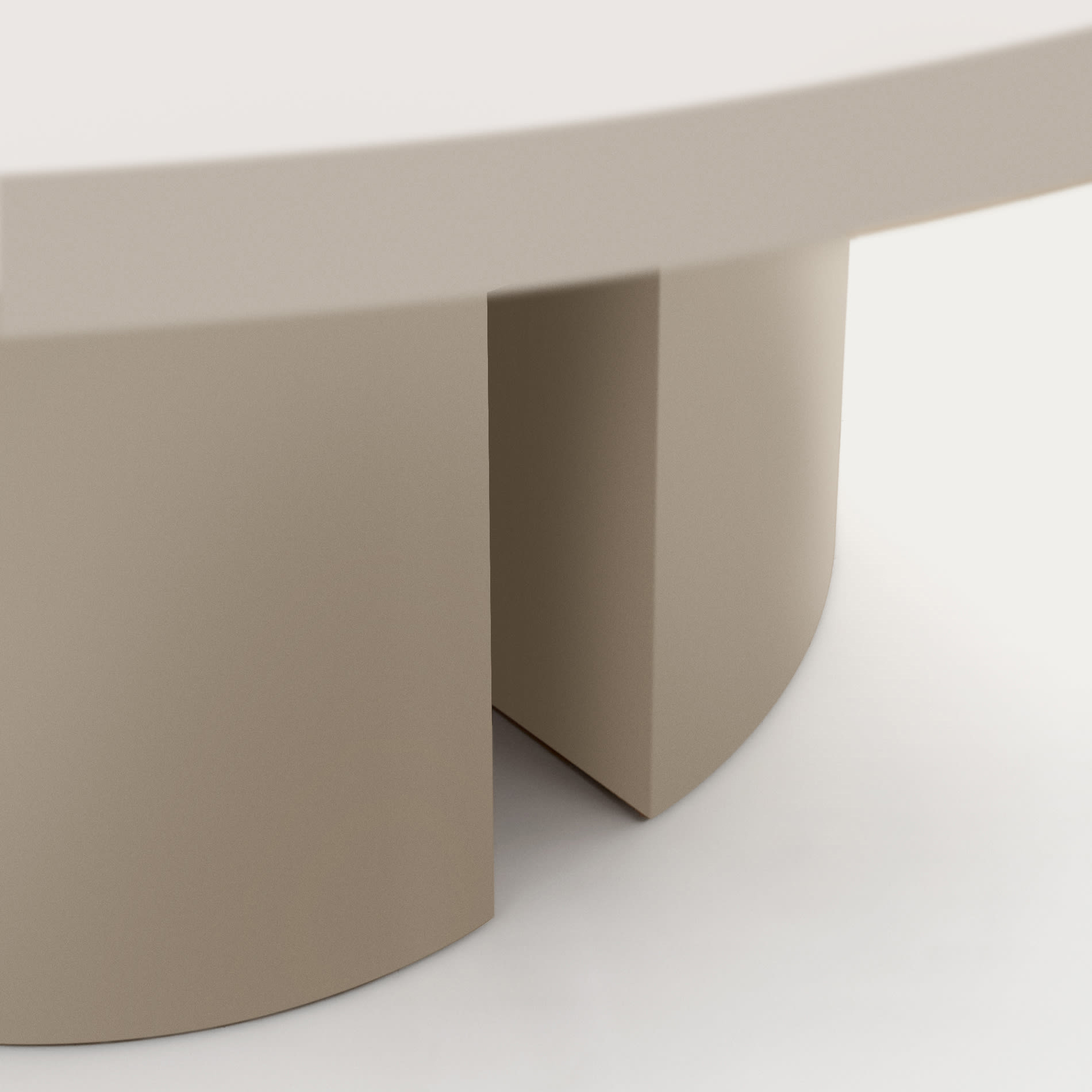 Mesa redonda Nely, MDF, branco, Ø150X75 Base de mesa redonda bege com design sólido e curvado