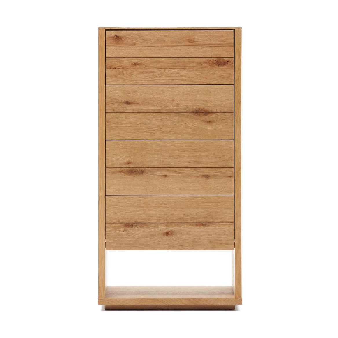 Cómoda Alguam, madeira carvalho, 60x120 Cômoda alta de madeira clara com cinco gavetas
