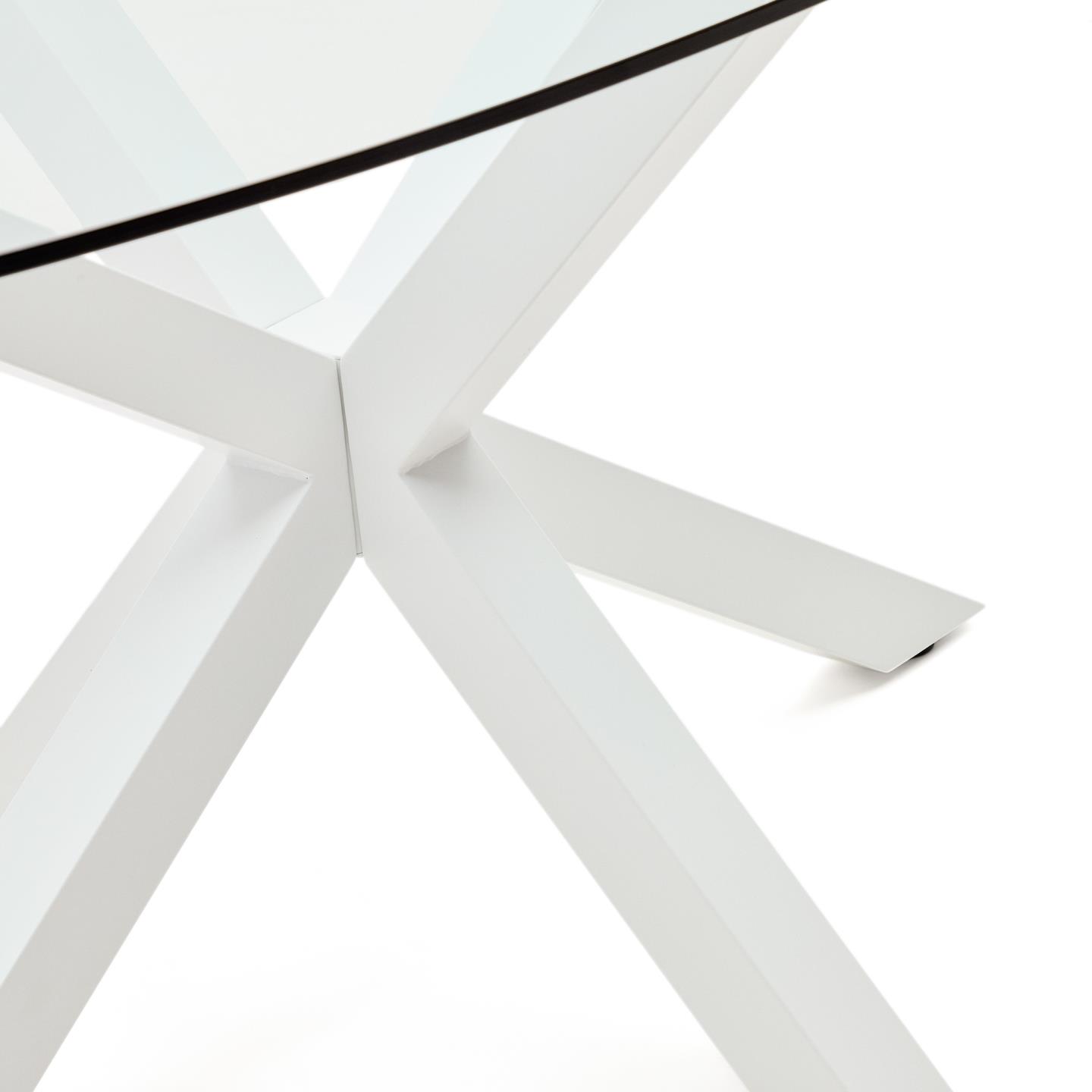 Mesa oval Arge, vidro/metal, branco, 200x100 Mesa com tampo redondo em vidro e estrutura branca em metal