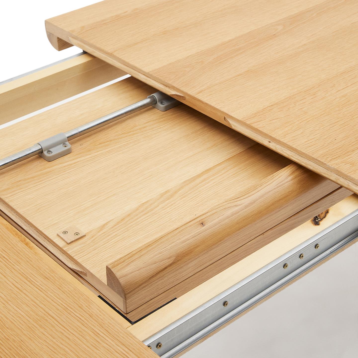 Mesa extensível Jonda, madeira carvalho Mesa extensível de madeira clara com mecanismo metálico