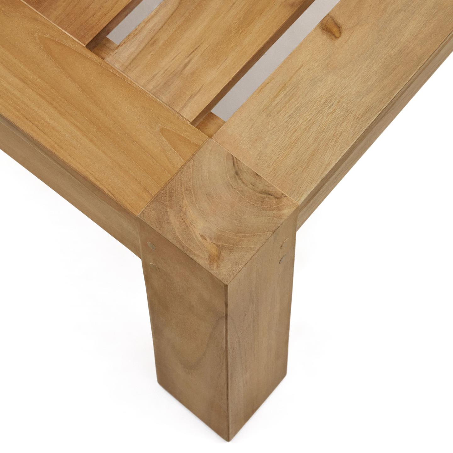 Espreguiçadeira Forcan, exterior, madeira teca Canto de cama em madeira clara com suporte quadrado