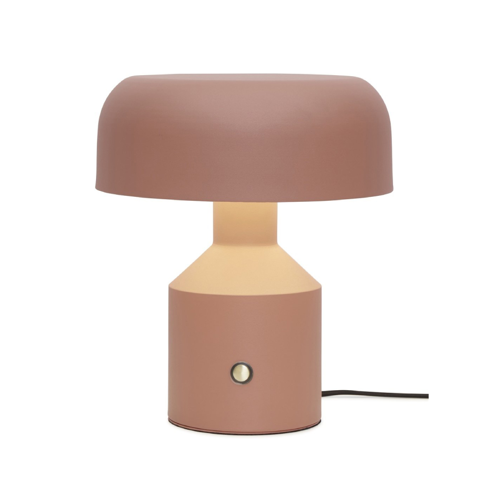 Candeeiro de Mesa em Metal Porto Lâmpada de mesa geométrica rosa e bege com botão e cabo preto