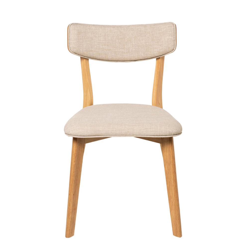 Cadeira estofada bege em carvalho Anais Cadeira de madeira clara com assento e encosto estofados bege