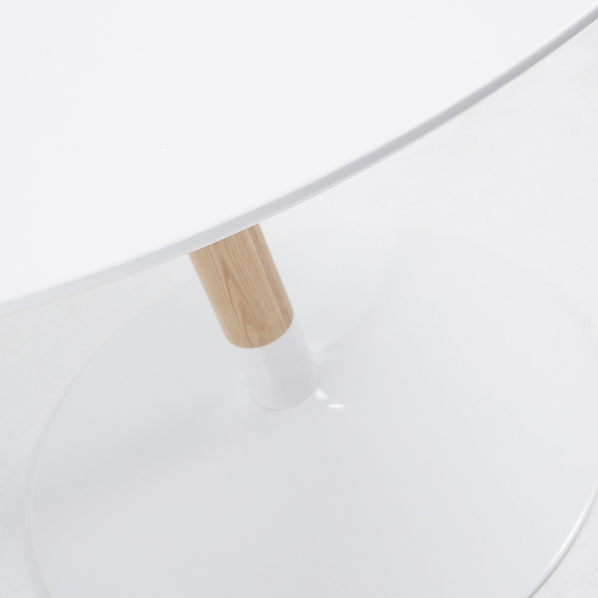 Mesa de jantar Brick, madeira de freixo/lacado, Ø110x75 Mesa redonda branca com suporte em madeira e base circular branca