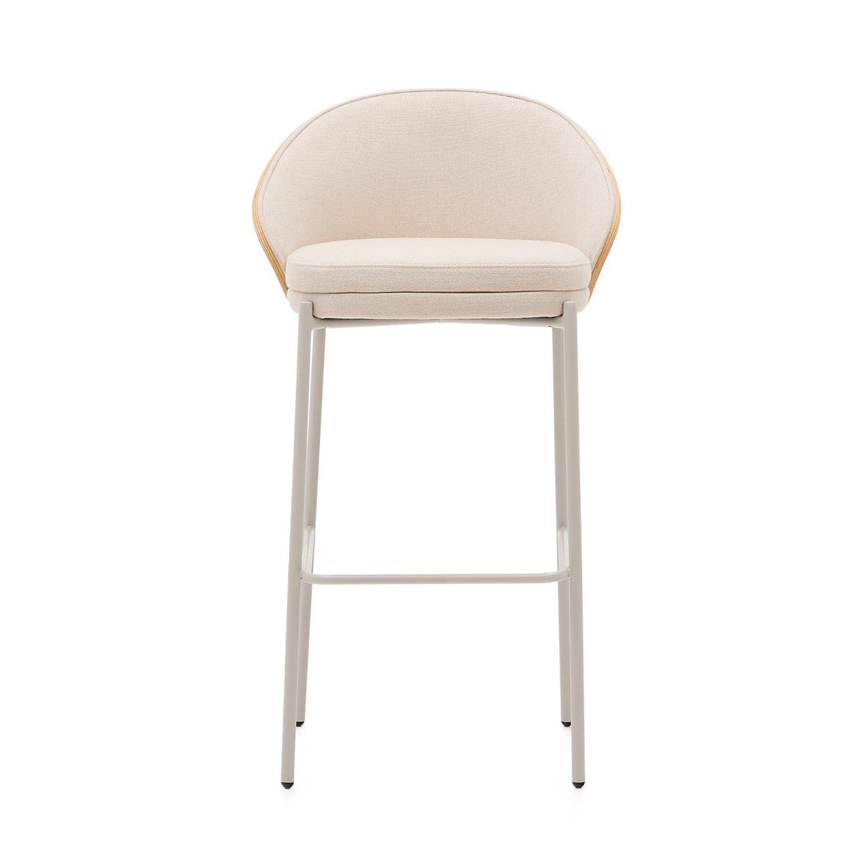 Cadeira alta Emmy, estofada, madeira, bege, 77cm Banco alto cinza com assento e encosto estofados bege