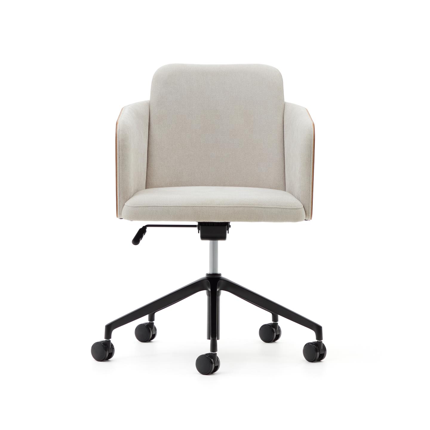 Cadeira de escritório Madan, estofada, natural cadeira de escritório estofada bege com base preta e rodízios