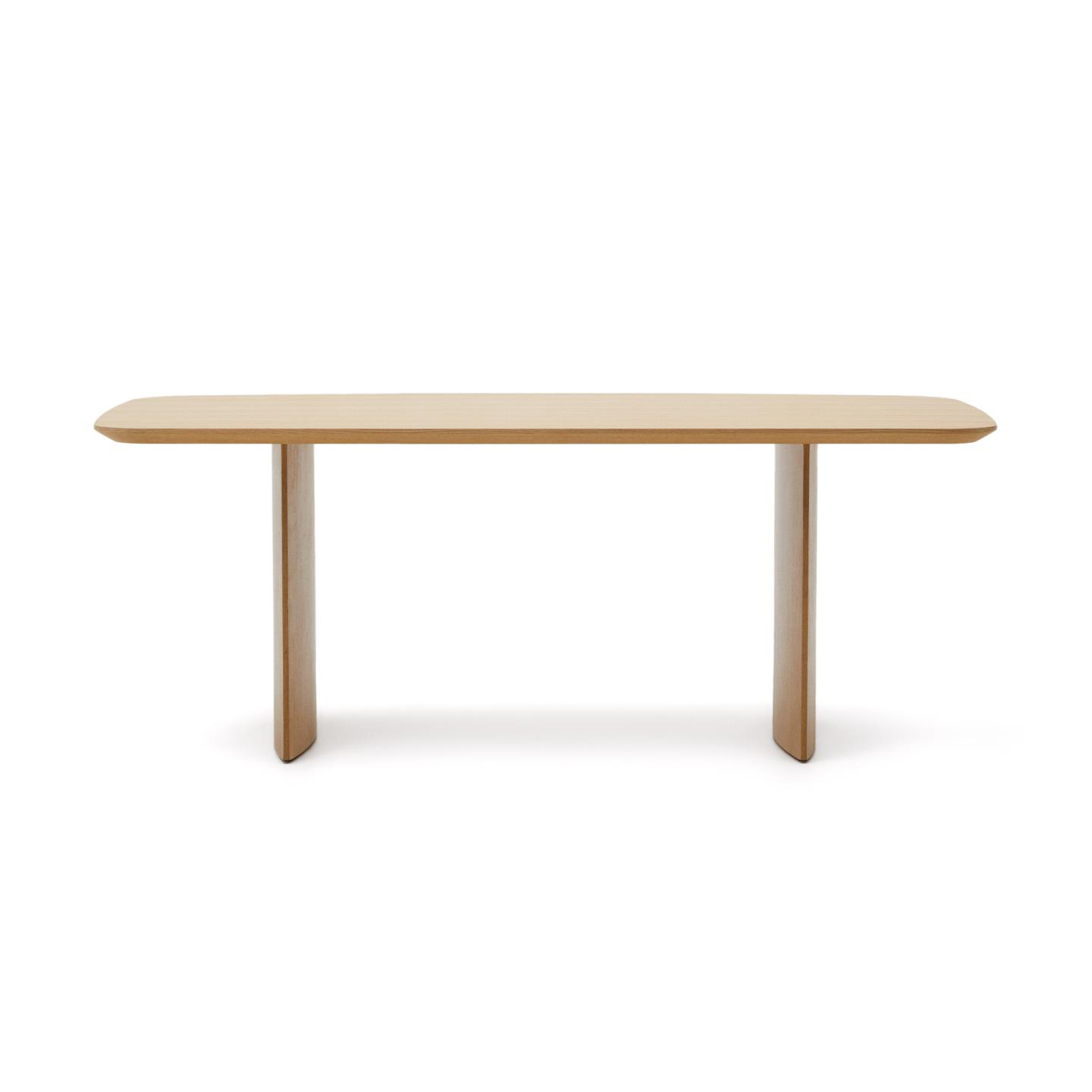 Mesa de jantar Lutto, madeira carvalho mesa de madeira clara com tampo retangular arredondado e pernas verticais