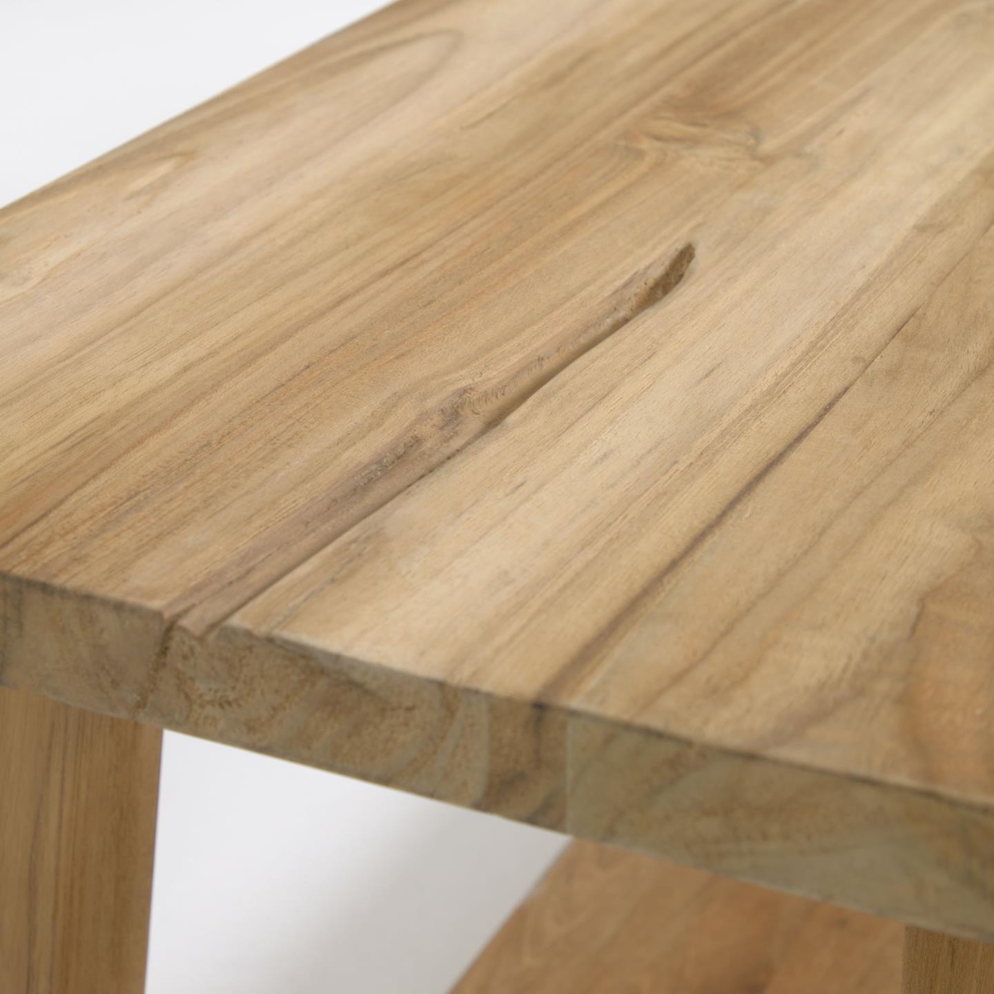 Banco Sifara, madeira teca reciclada, 150x46 Mesa de madeira clara com padrão natural