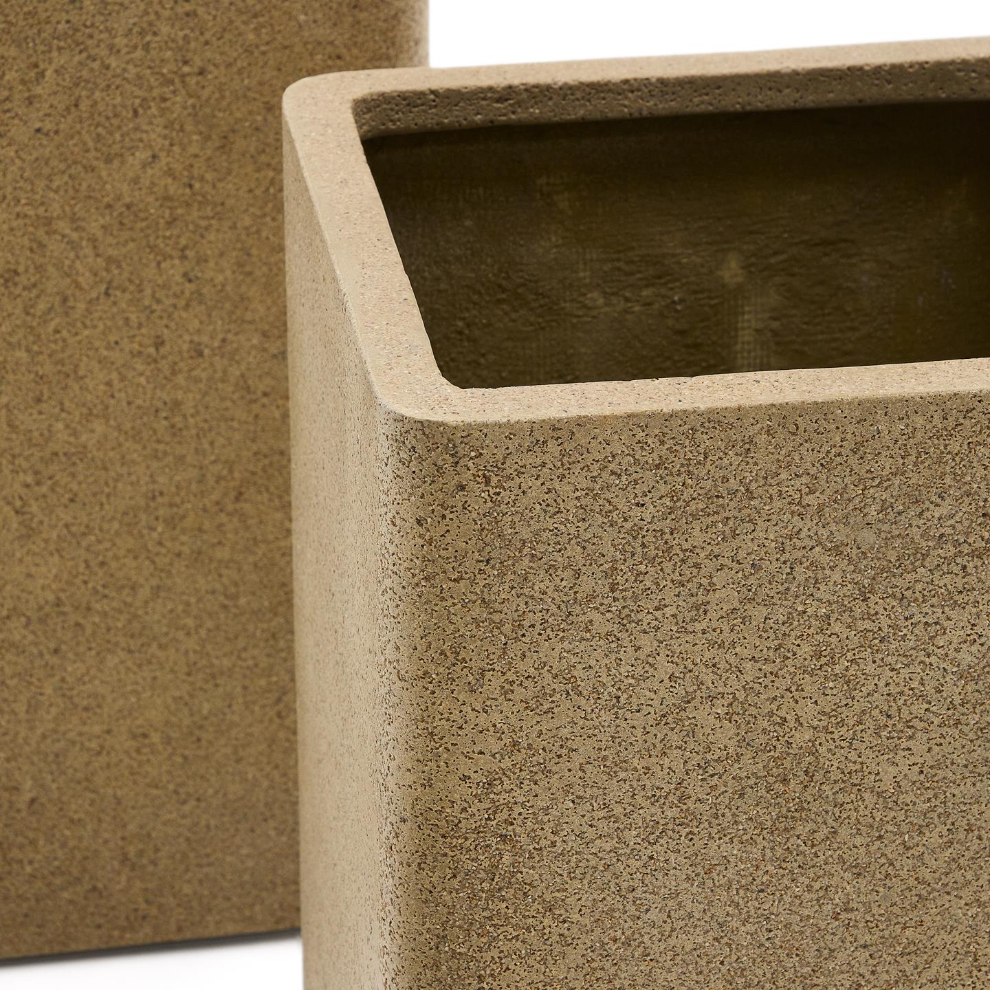 Vasos Minosa, polystone, 44x70, (Conj.2) Vasos decorativos cerâmicos tom bege com aspeto pedra