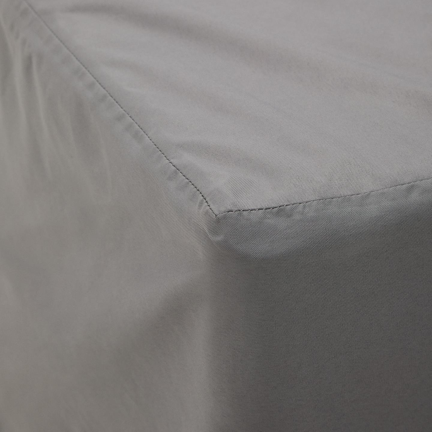 Capa protetora p/mobiliário, exterior Canto de tecido cinza com costuras visíveis