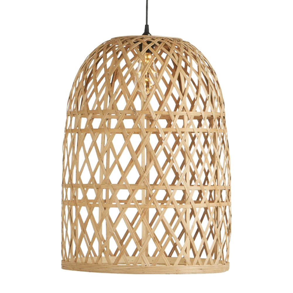 Candeeiro de Teto em Bambu Natural Shade Ø42x60 Candeeiro suspenso de madeira com padrão trançado