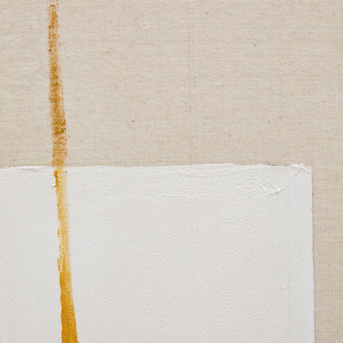 Quadro Savina, madeira/linho, bege, 80x100 Superfície de tecido bege com pintura branca e linha castanha-amarelada