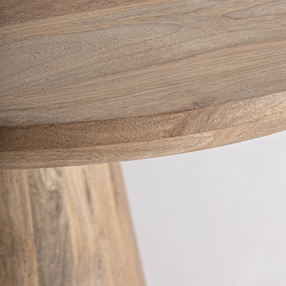 Mesa de jantar em madeira mango Mersch Mesa redonda em madeira natural com grãos visíveis
