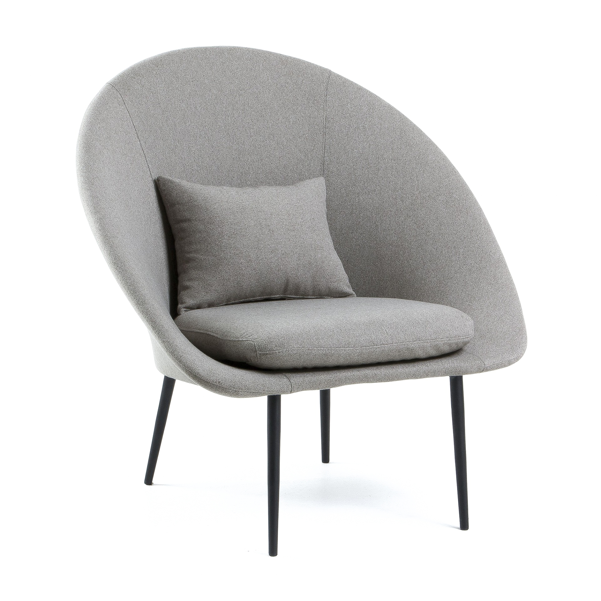 Poltrona Northdam, estofado, cinza Cadeira cinzenta com estrutura preta e almofada