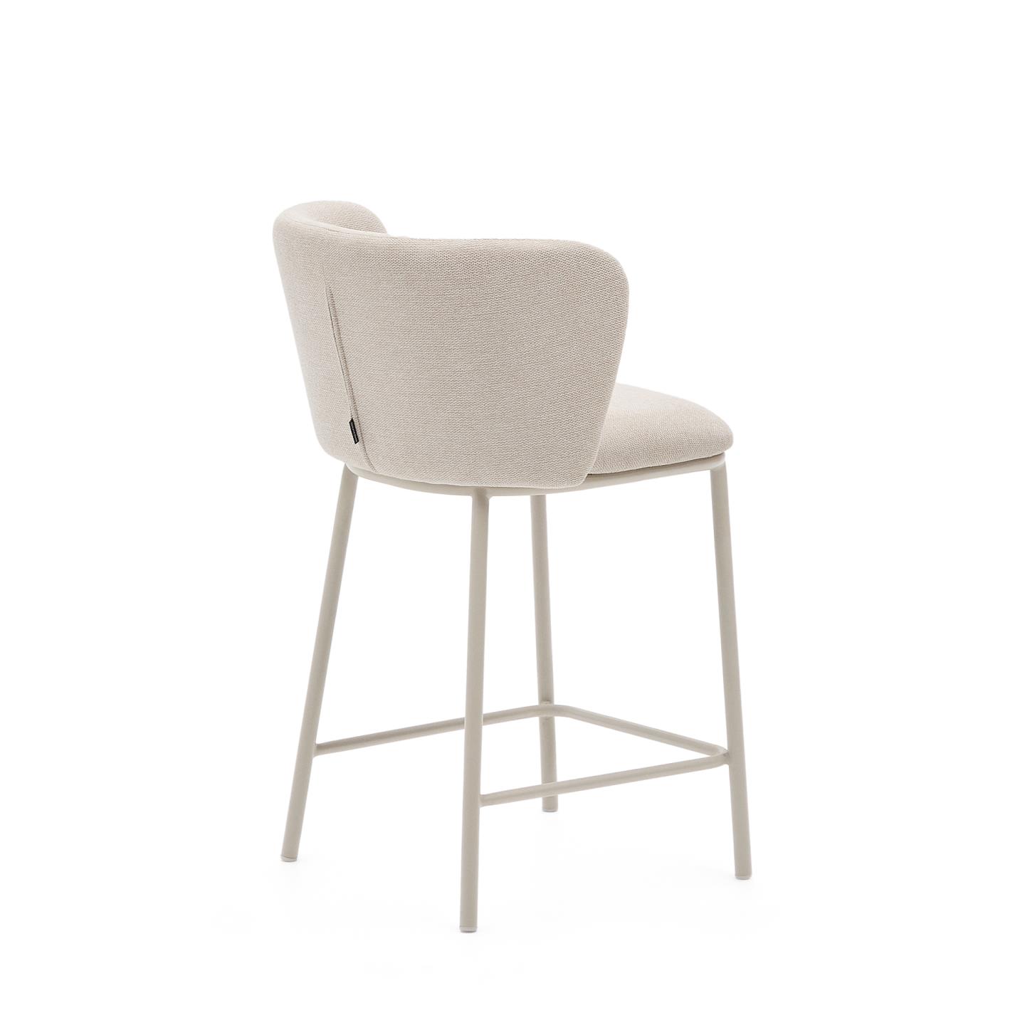 Cadeira alta Cilia, estofada, chenille, bege, 65cm Cadeira alta estofada bege claro com estrutura metálica