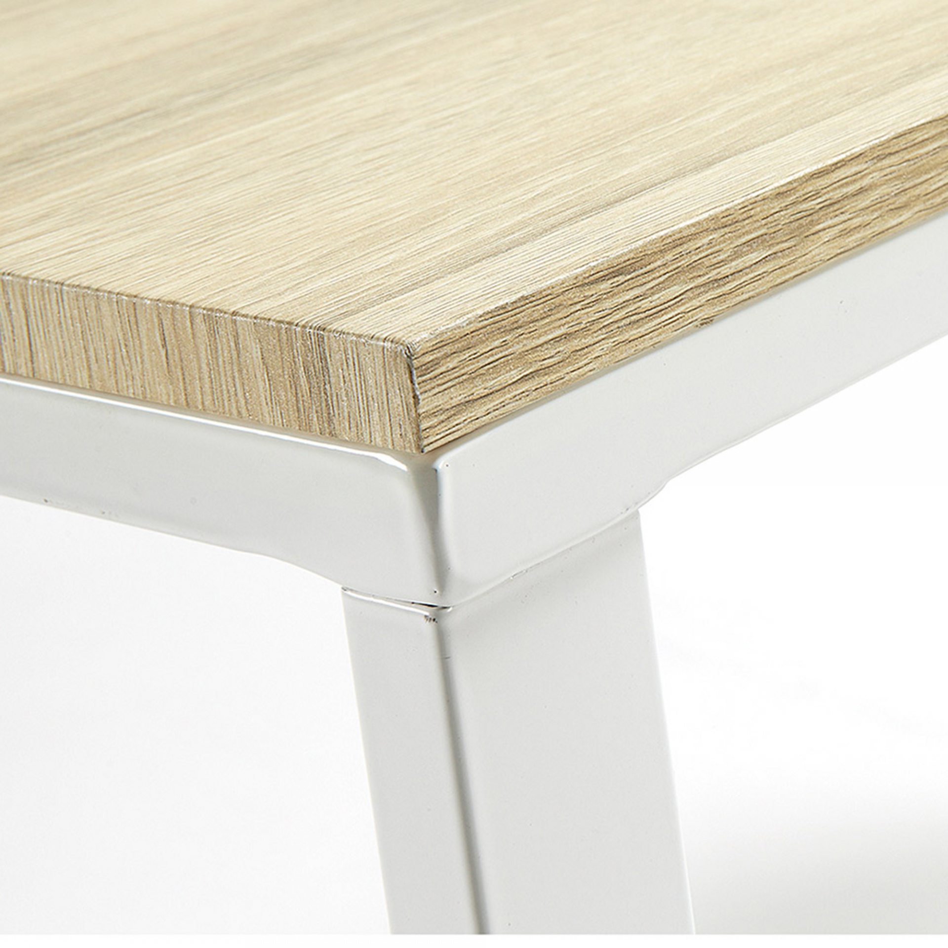 Secretária Talba, MDF/metal, 120x60 Mesa de madeira clara com pernas brancas