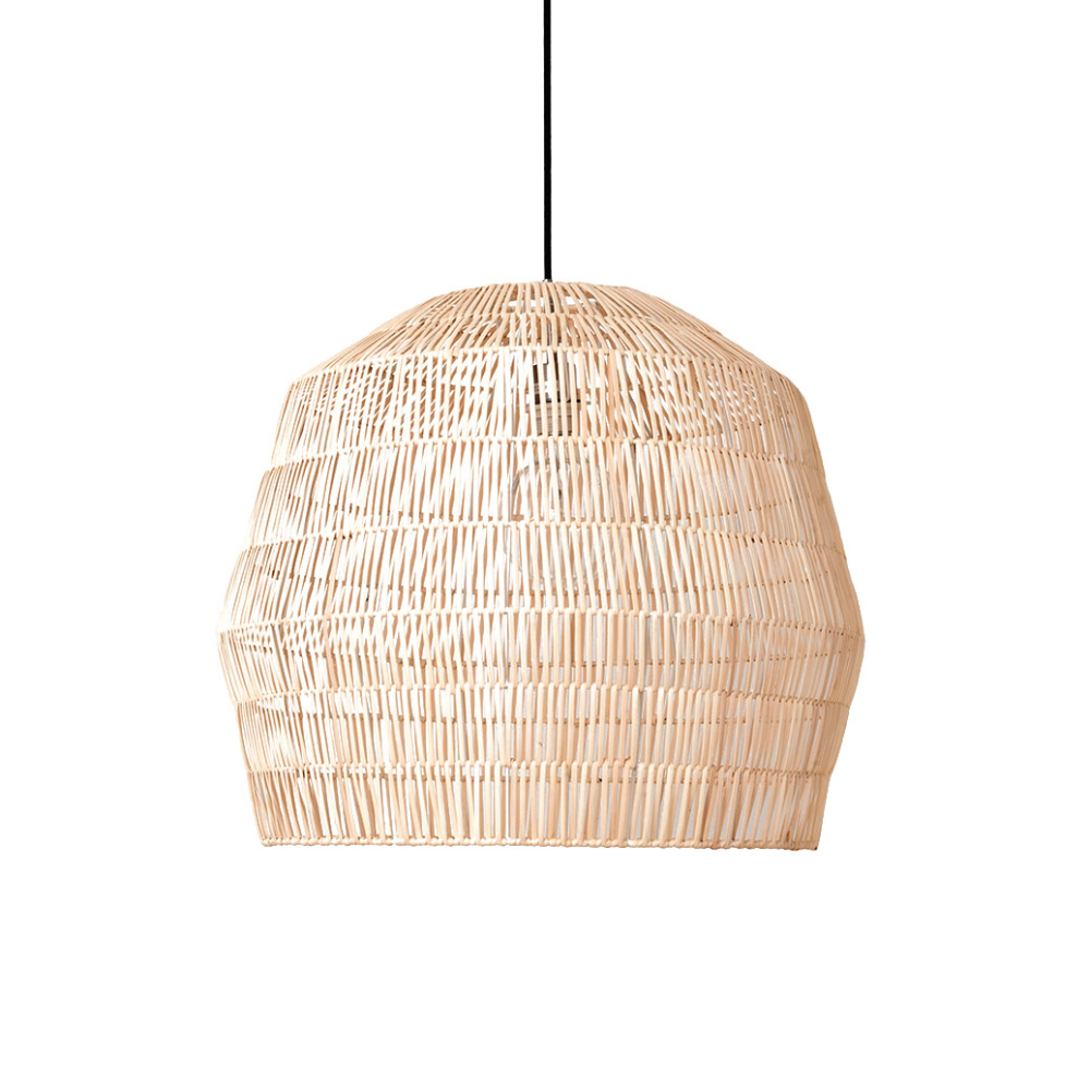 Candeeiro de Teto em Rattan Nama Ø60x52 Candeeiro de teto pendente de material natural trançado claro com cabo preto