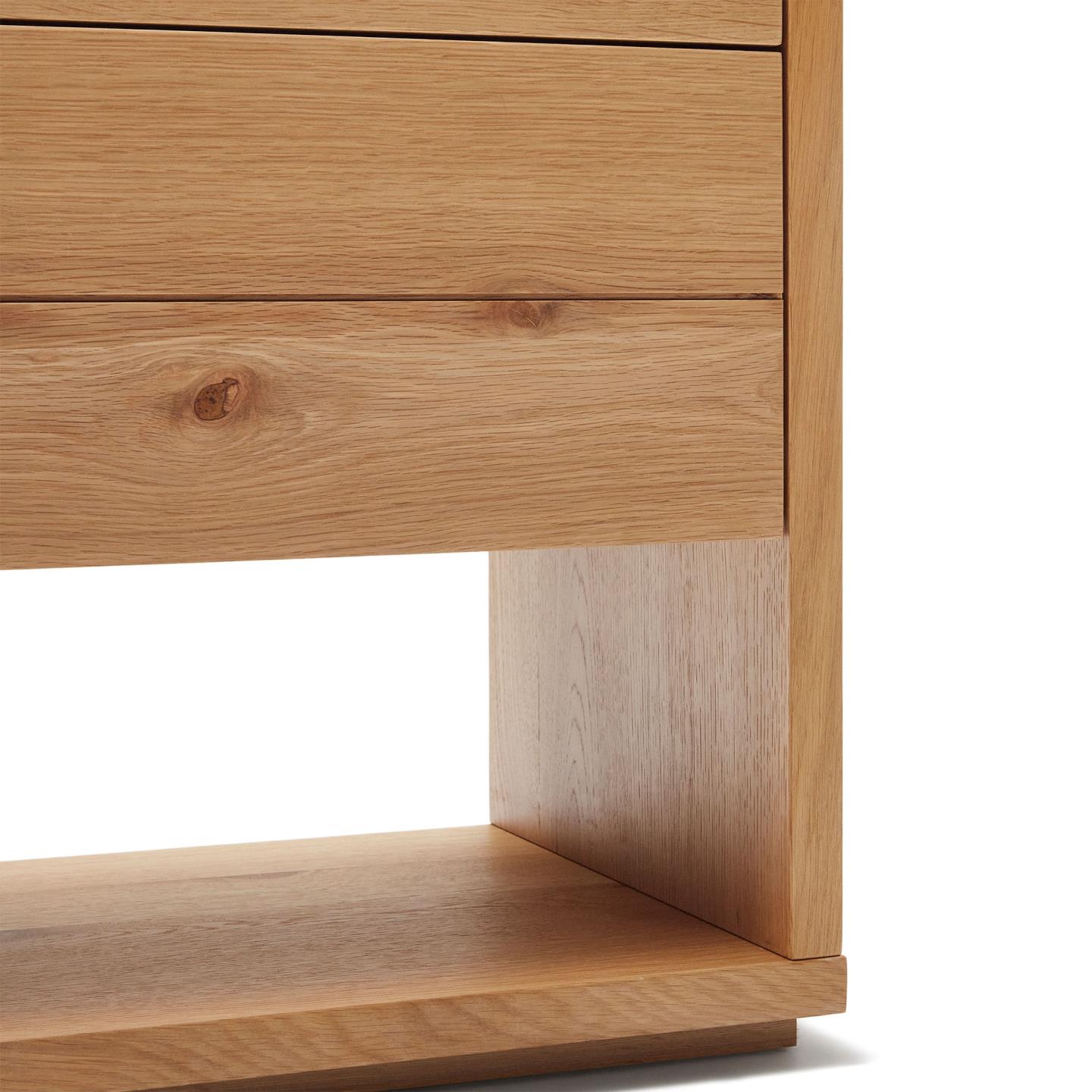Cómoda Alguam, madeira carvalho, 60x120 Móvel de madeira clara com textura natural e espaço aberto inferior