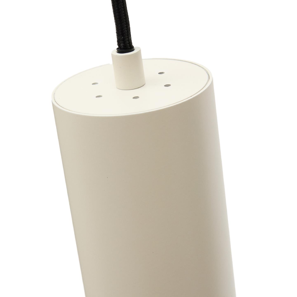 Candeeiro de teto em alumínio Adone Ø7x25 Lustração pendente cilíndrica creme com cabo preto