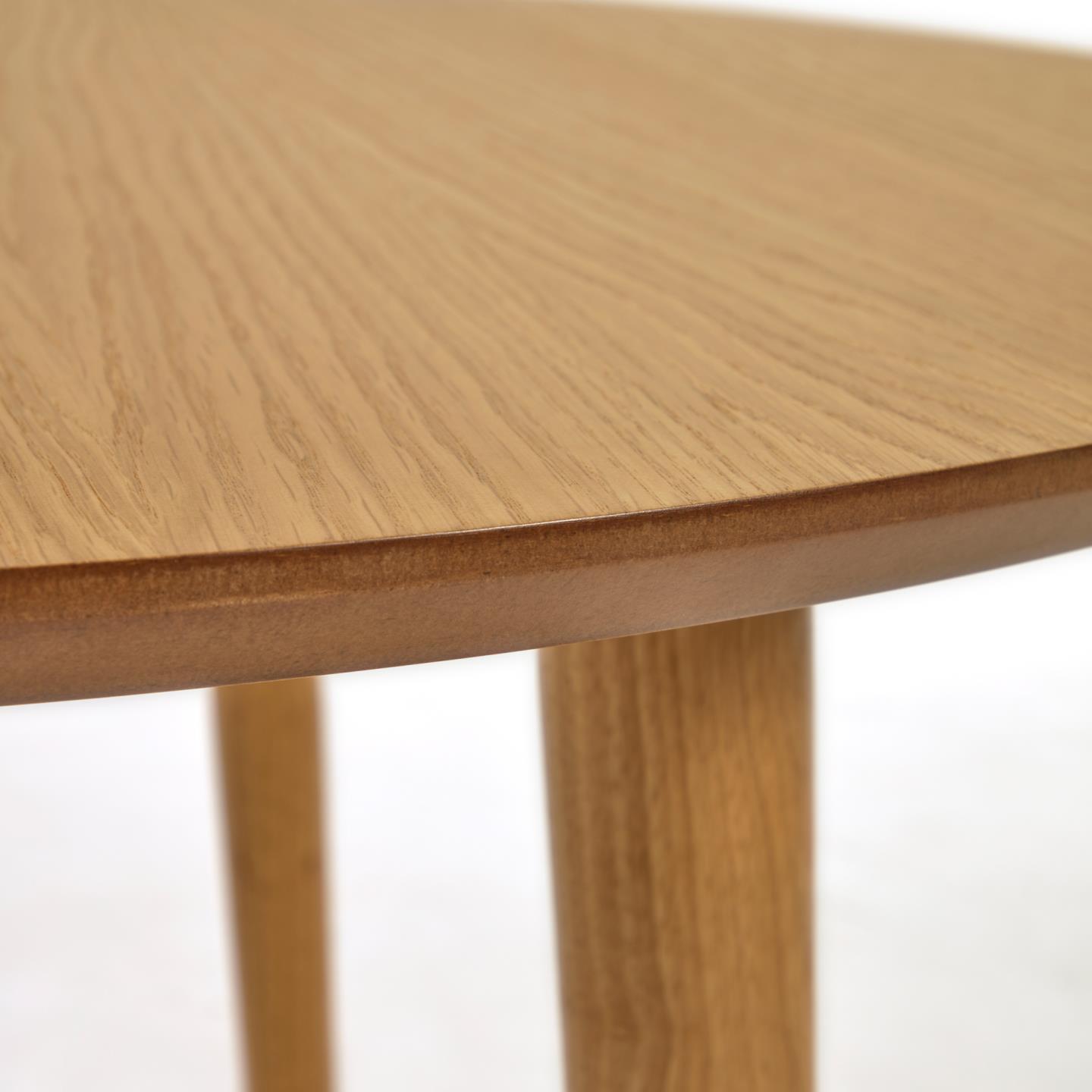 Mesa oval extensível Oki, madeira carvalho, 120(200)x90 Mesa redonda de madeira clara com pernas cilíndricas