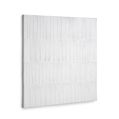 Quadro decorativo branco com relevo geométrico