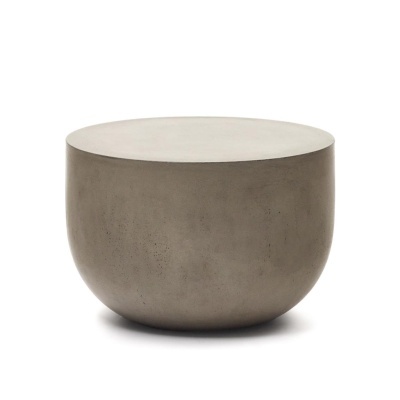 Mesa ou tamborete redondo cinza com acabamento mate