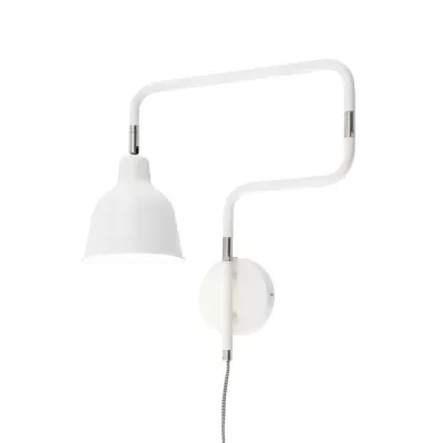 Candeeiro de parede branco articulado com aba pendente