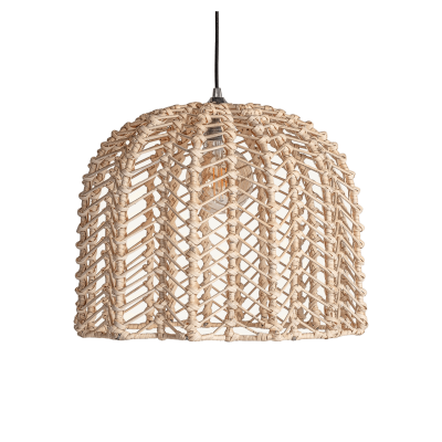 Candeeiro de teto em fibras naturais trançadas bege com cabo preto