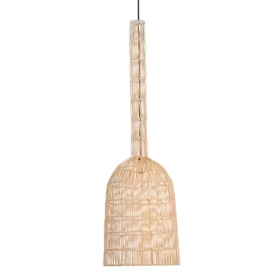 Candeeiro suspenso de rattan trançado natural com cabo preto