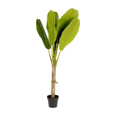 Planta artificial grande verde com vaso preto