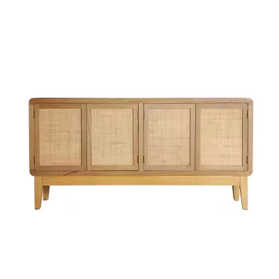 Aparador de madeira com portas em rattan