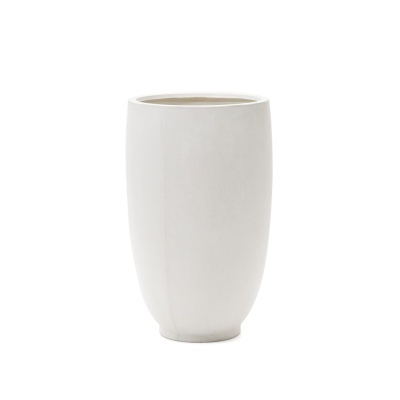 Vaso cerâmico branco liso e fosco