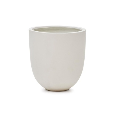 Vaso cilíndrico branco de cerâmica com interior cinzento