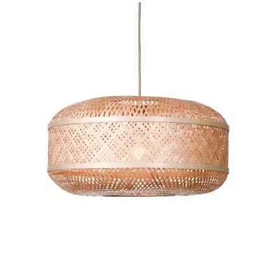 Candeeiro de teto pendente em bambu trançado oval natural