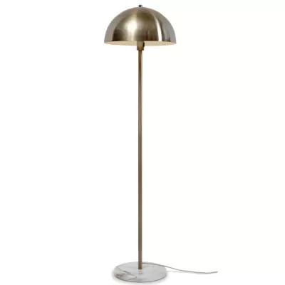 Candeeiro de pé dourado com base de mármore branco