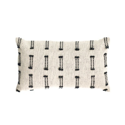 Almofada rectangular creme com padrão preto