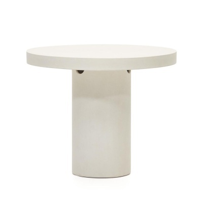 Mesa redonda creme com base cilíndrica sólida