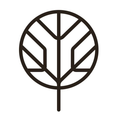 Logótipo de árvore estilizada em preto