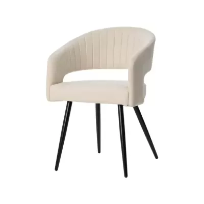 Cadeira estofada creme com patas pretas