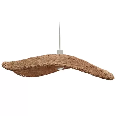 Luminária pendente de rattan castanho com formato ondulado