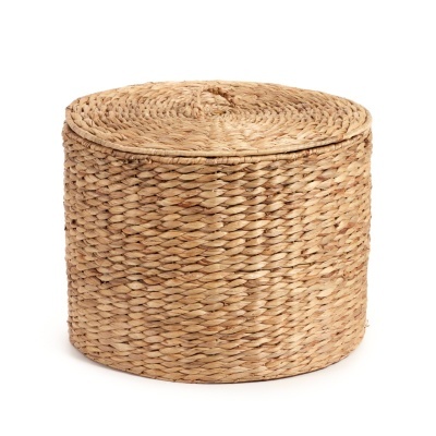 Cesto redondo de fibras naturais com tampa