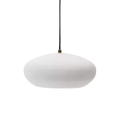 Candeeiro de teto suspenso oval branco com cabo preto