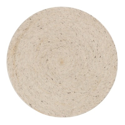 Tapete redondo bege claro com textura trançada em espiral