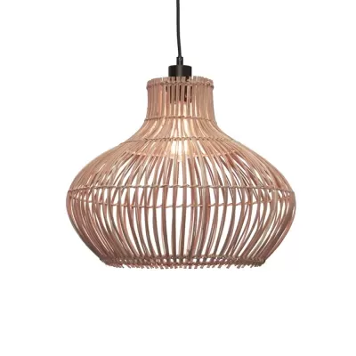 Candeeiro suspenso de teto redondo em verga cor rosa