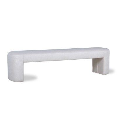 Banco estofado branco com design moderno e cantos arredondados